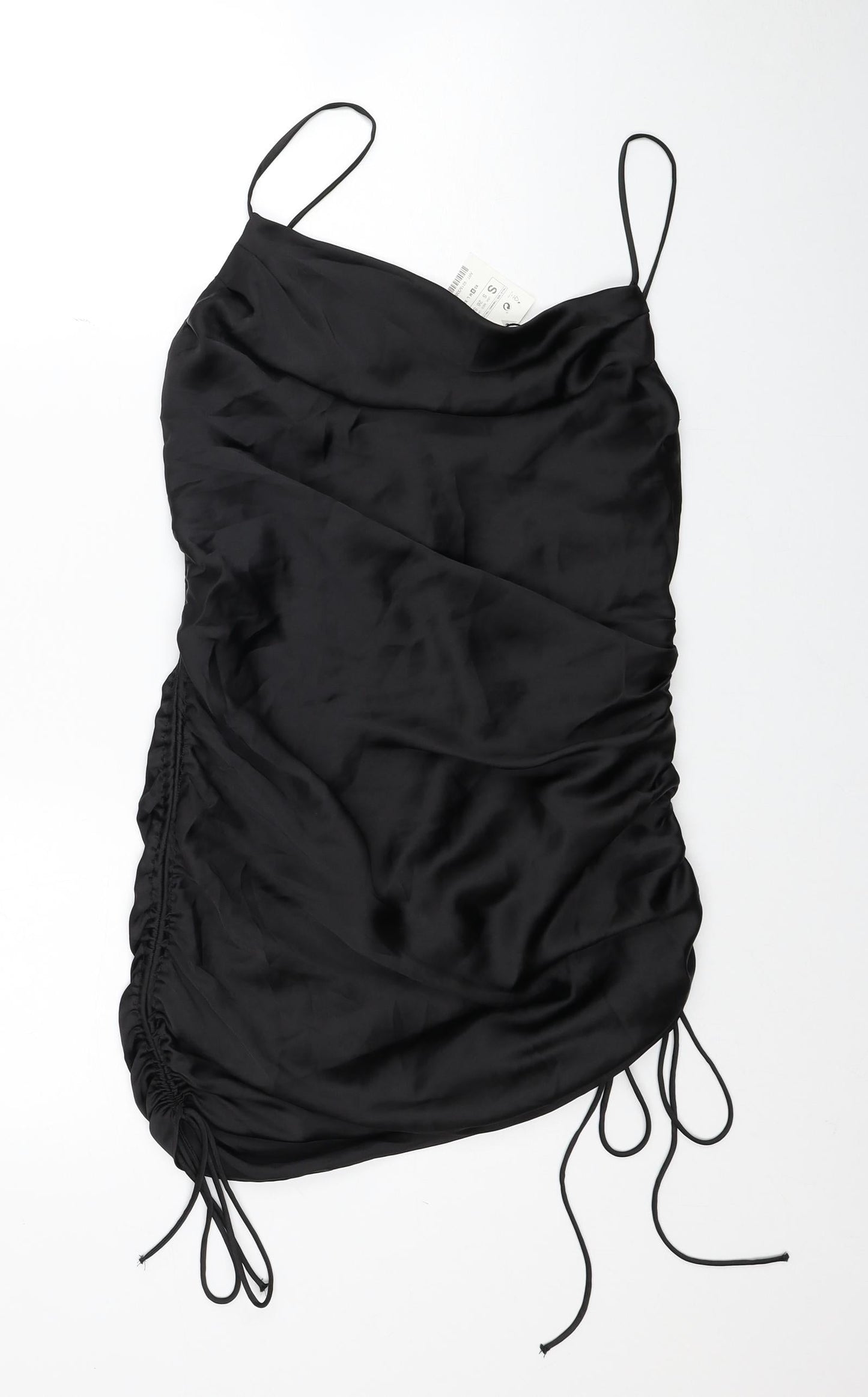 Zara Womens Black Polyester Mini Size S Square Neck Tie