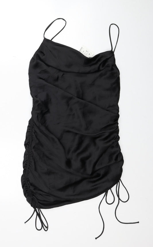 Zara Womens Black Polyester Mini Size S Square Neck Tie