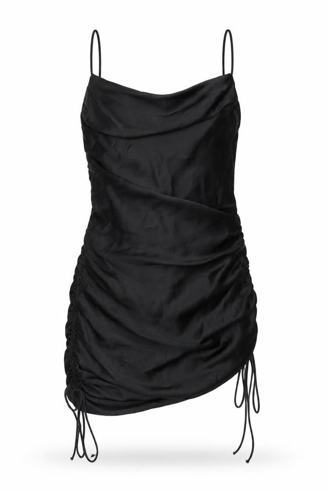 Zara Womens Black Polyester Mini Size S Square Neck Tie