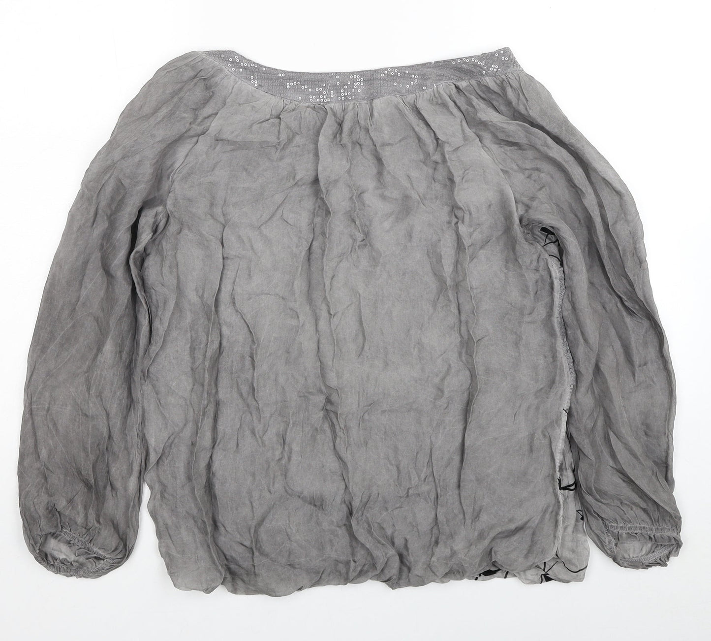 Rosemarine Womens Grey Geometric Viscose Basic Blouse Size M Round Neck