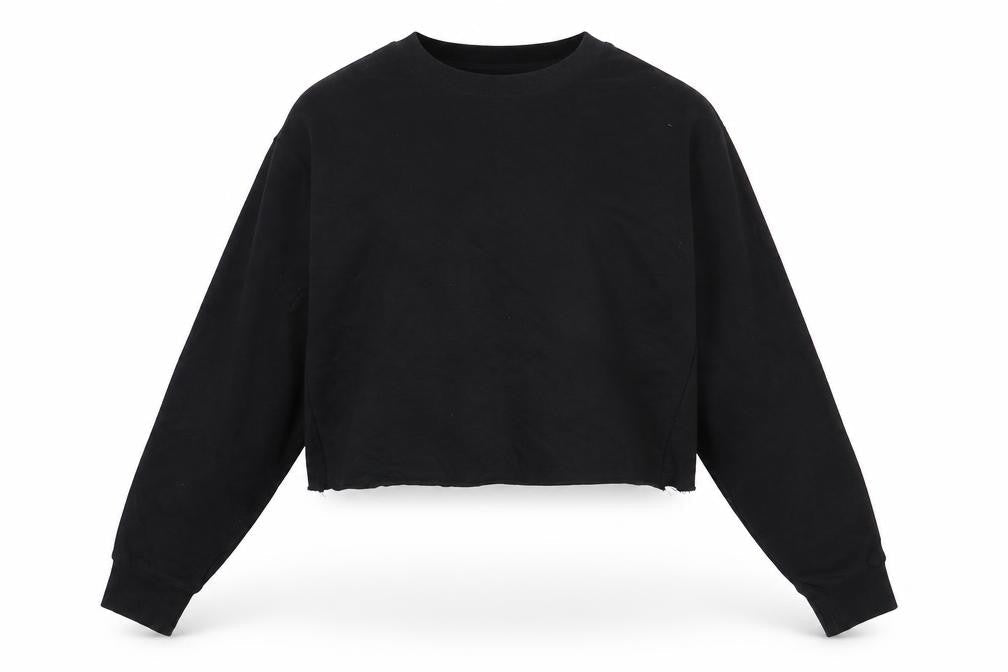 ASOS Womens Black Cotton Pullover Sweatshirt Size 6 Pullover - Cropped, Cross Open Back Detail