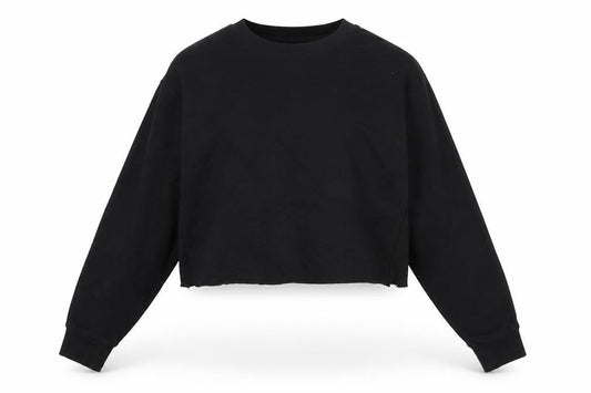 ASOS Womens Black Cotton Pullover Sweatshirt Size 6 Pullover - Cropped, Cross Open Back Detail