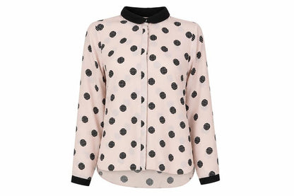 Papaya Womens Pink Polka Dot Polyester Basic Button-Up Size 14 V-Neck