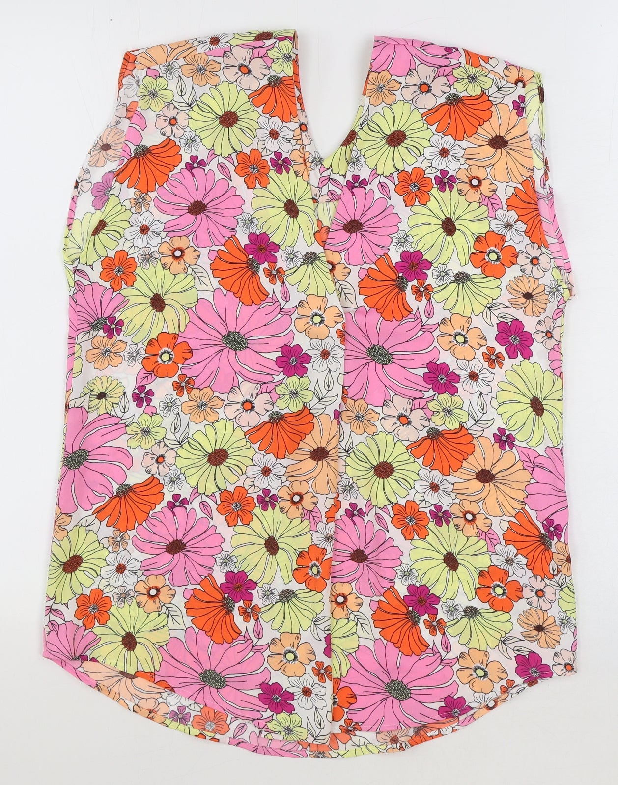 Marks and Spencer Womens Multicoloured Geometric Polyester Basic Blouse Size 8 V-Neck