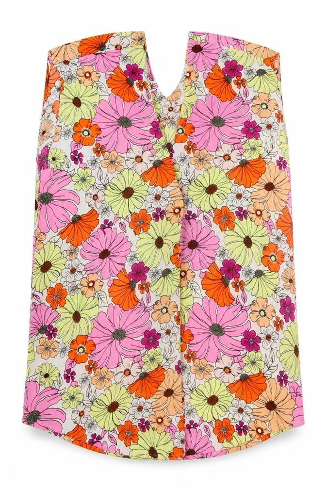Marks & Spencer Womens Multicoloured Floral Polyester Basic Tank Size 6 V-Neck