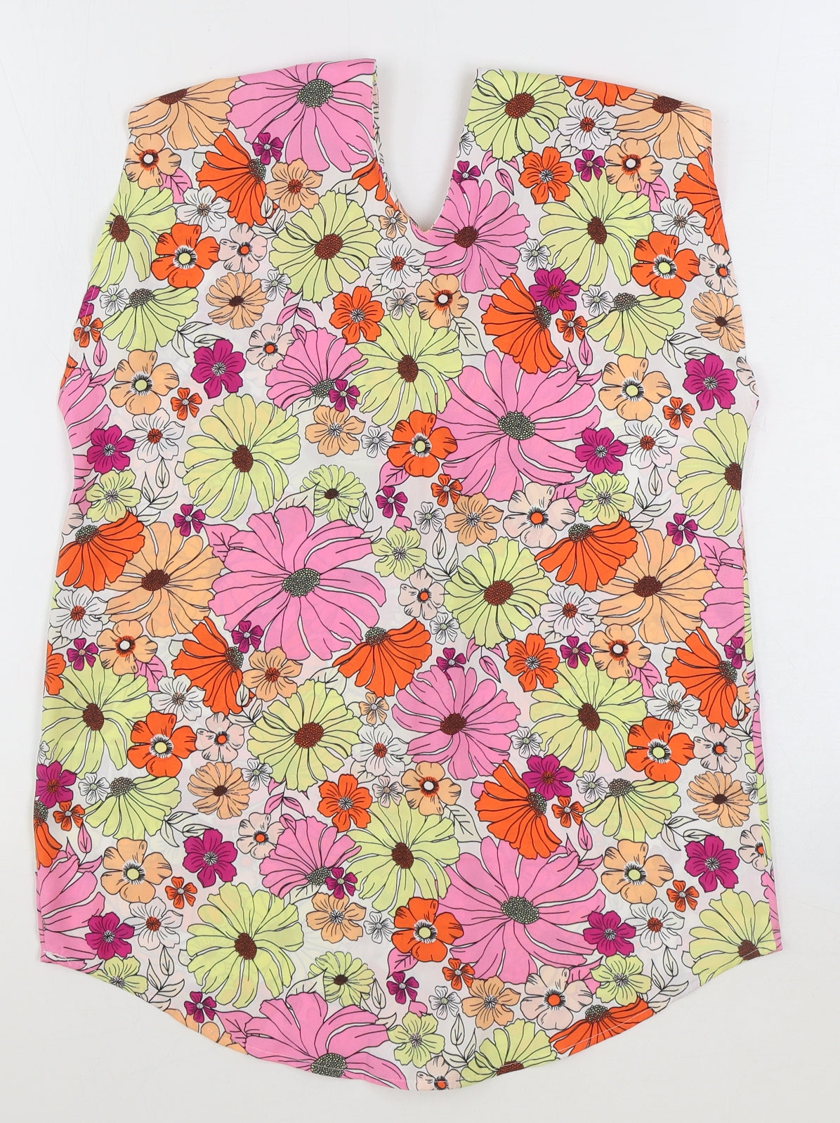 Marks and Spencer Womens Multicoloured Floral Polyester Basic Tank Size 6 V-Neck