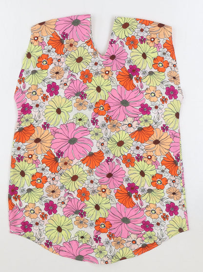 Marks & Spencer Womens Multicoloured Floral Polyester Basic Tank Size 6 V-Neck
