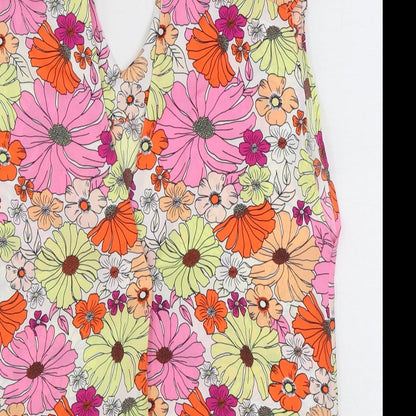 Marks & Spencer Womens Multicoloured Floral Polyester Basic Tank Size 6 V-Neck
