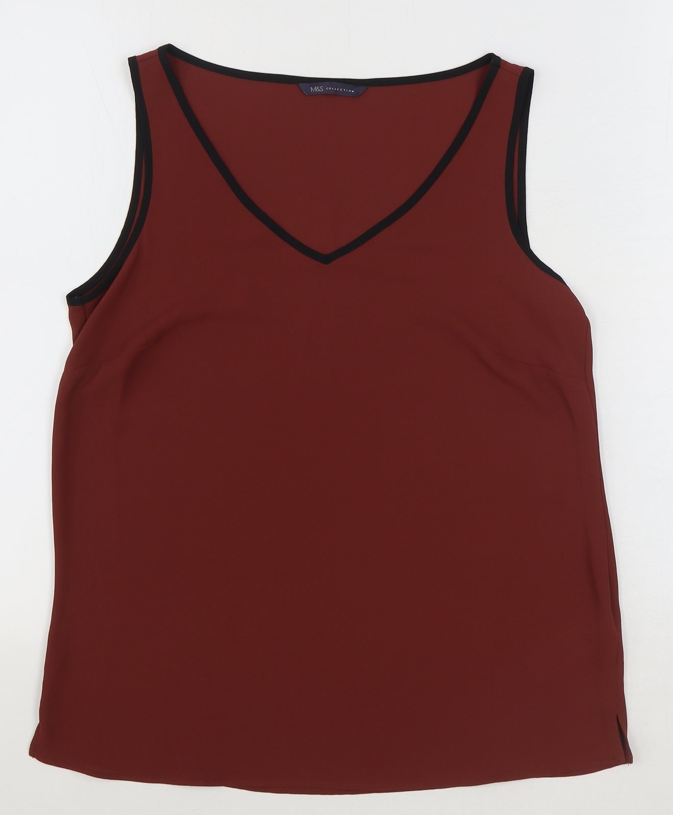 Marks and Spencer Womens Brown Polyester Basic Tank Size 10 V-Neck