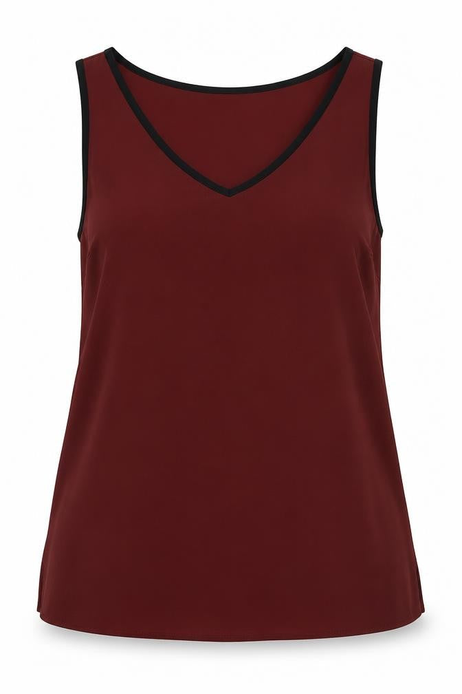 Marks & Spencer Womens Brown Polyester Basic Tank Size 10 V-Neck