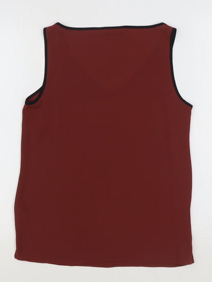 Marks & Spencer Womens Brown Polyester Basic Tank Size 10 V-Neck