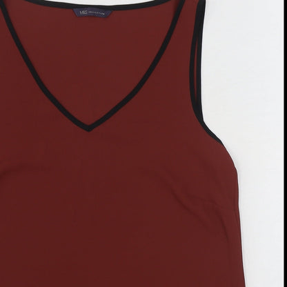 Marks & Spencer Womens Brown Polyester Basic Tank Size 10 V-Neck
