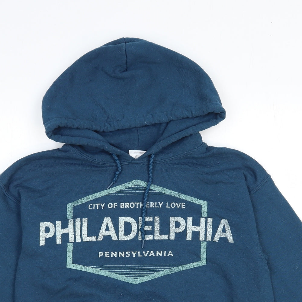Gildan Mens Blue Cotton Pullover Hoodie Size S - Philadelphia