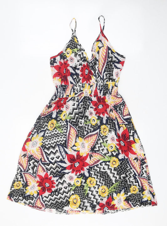J.Stars Womens Multicoloured Floral Viscose Slip Dress Size S V-Neck Pullover