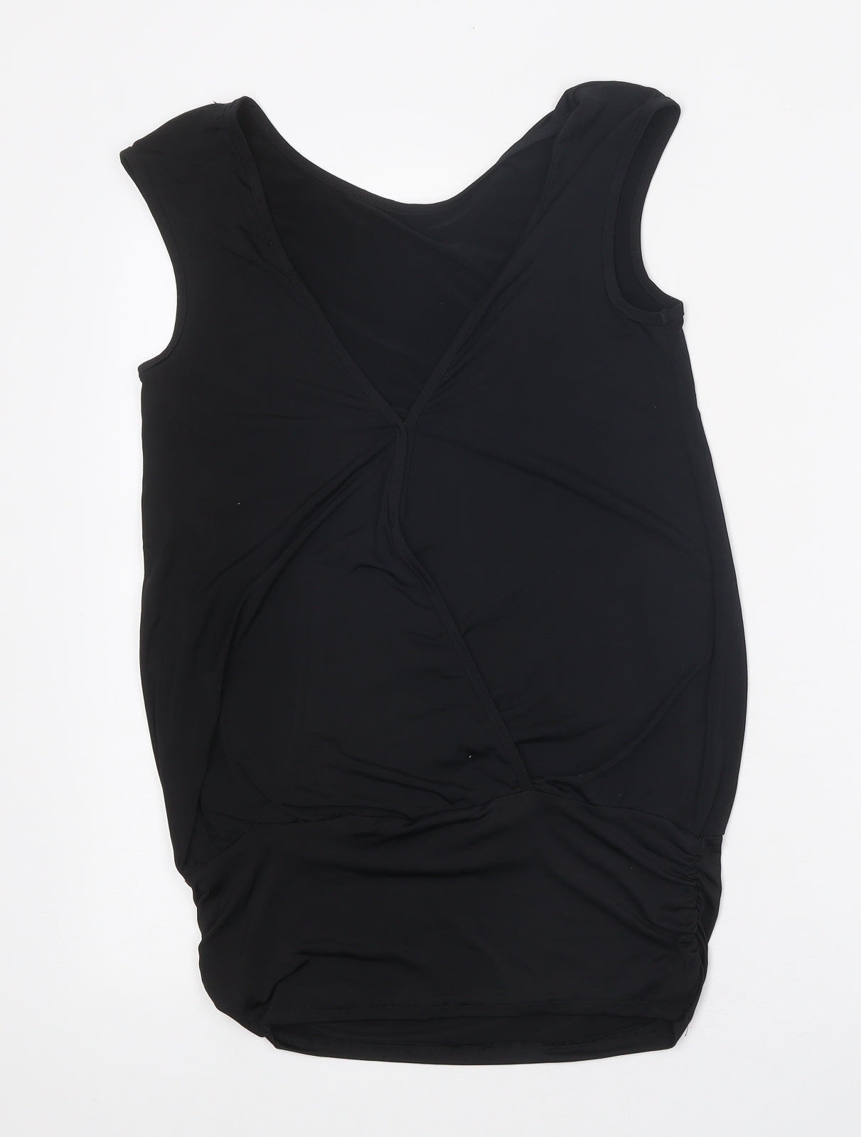 bluheaven Womens Black Polyester Basic T-Shirt Size S V-Neck