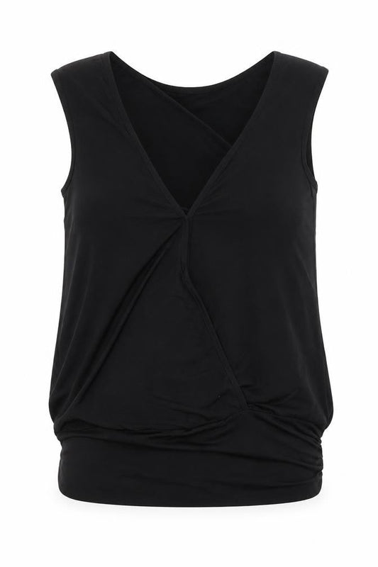 bluheaven Womens Black Polyester Basic T-Shirt Size S V-Neck