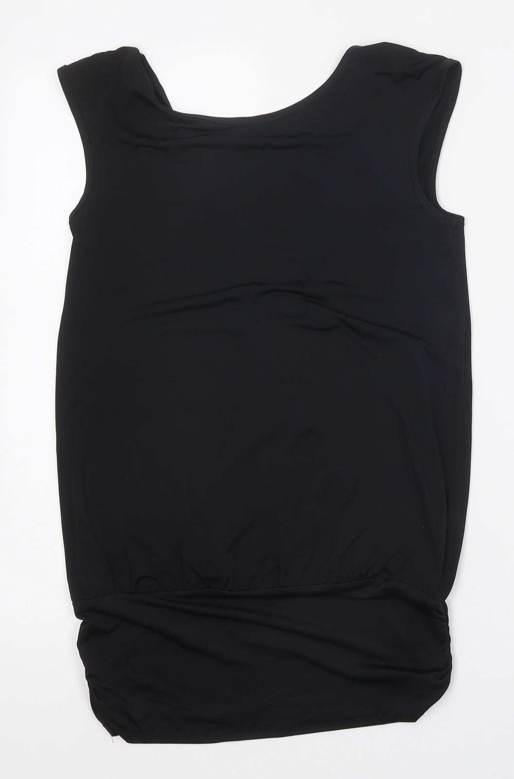 bluheaven Womens Black Polyester Basic T-Shirt Size S V-Neck