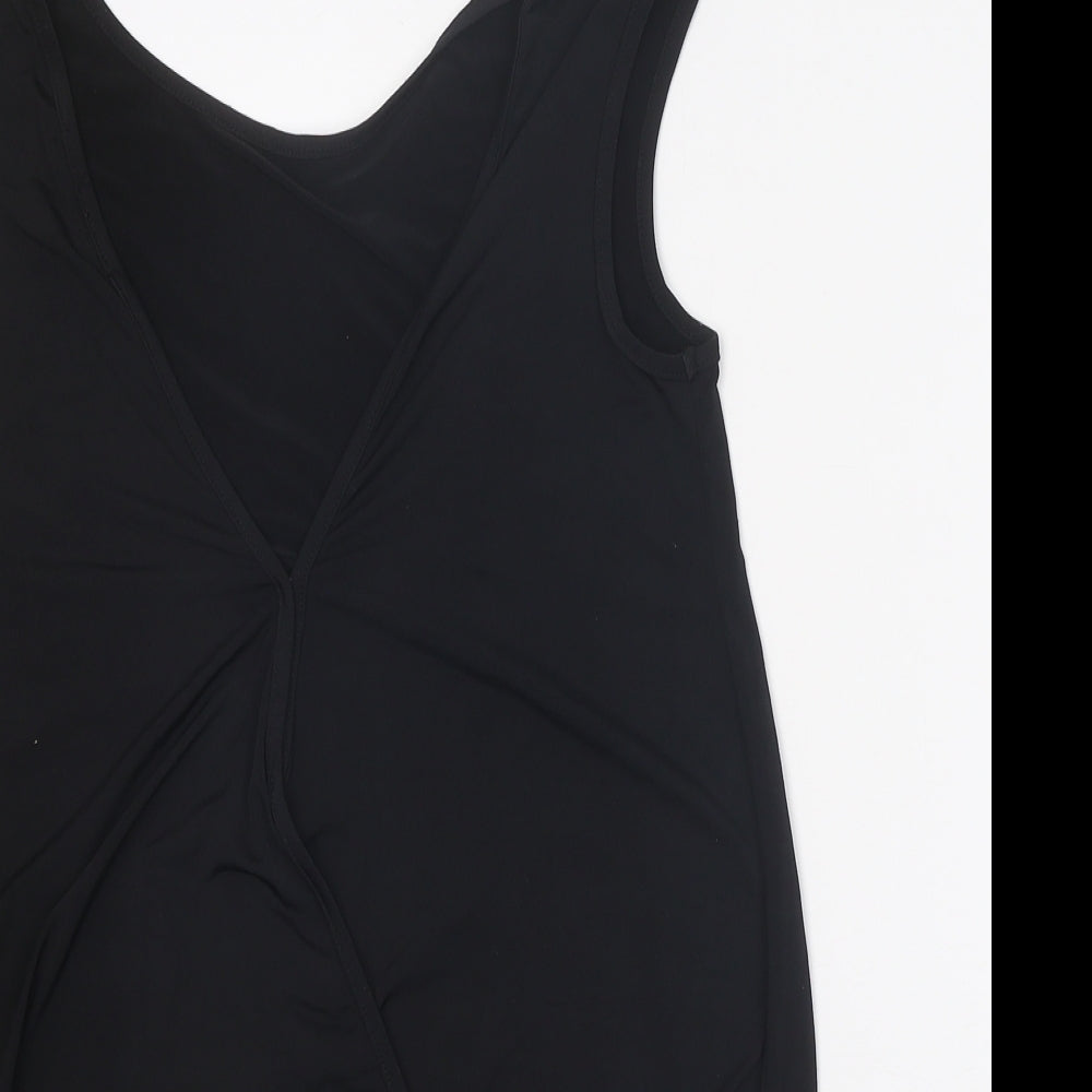 bluheaven Womens Black Polyester Basic T-Shirt Size S V-Neck