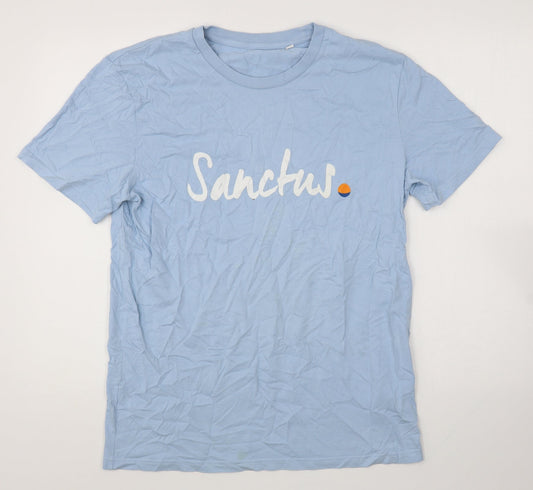 Stanley Stella Womens Blue Cotton Basic T-Shirt Size L Round Neck - Sanctus