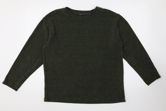 Marks and Spencer Womens Green Round Neck Polyester Pullover Jumper Size S