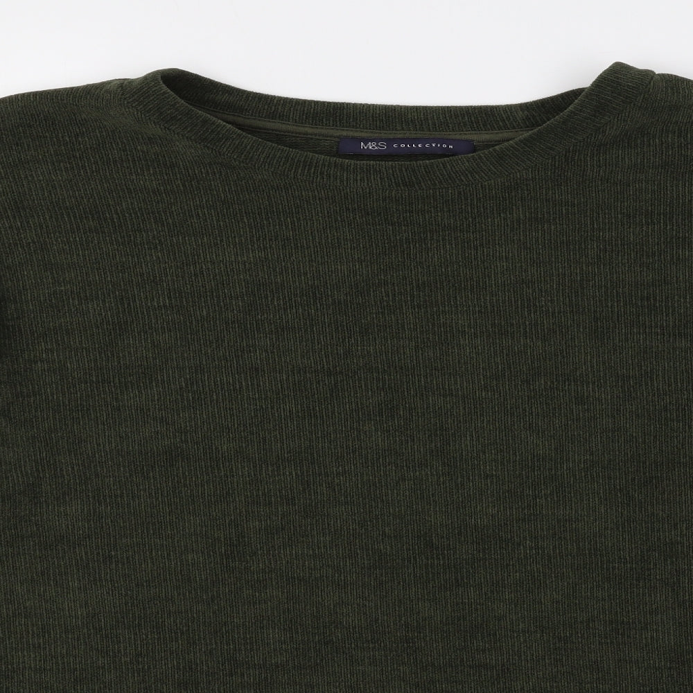 Marks and Spencer Womens Green Round Neck Polyester Pullover Jumper Size S