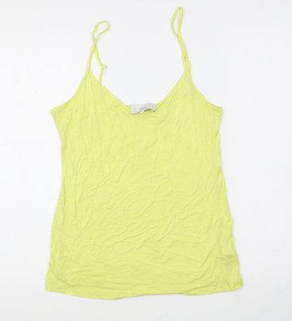 Next Womens Yellow Cotton Basic Tank Size 8 Round Neck
