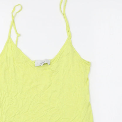 Next Womens Yellow Cotton Basic Tank Size 8 Round Neck