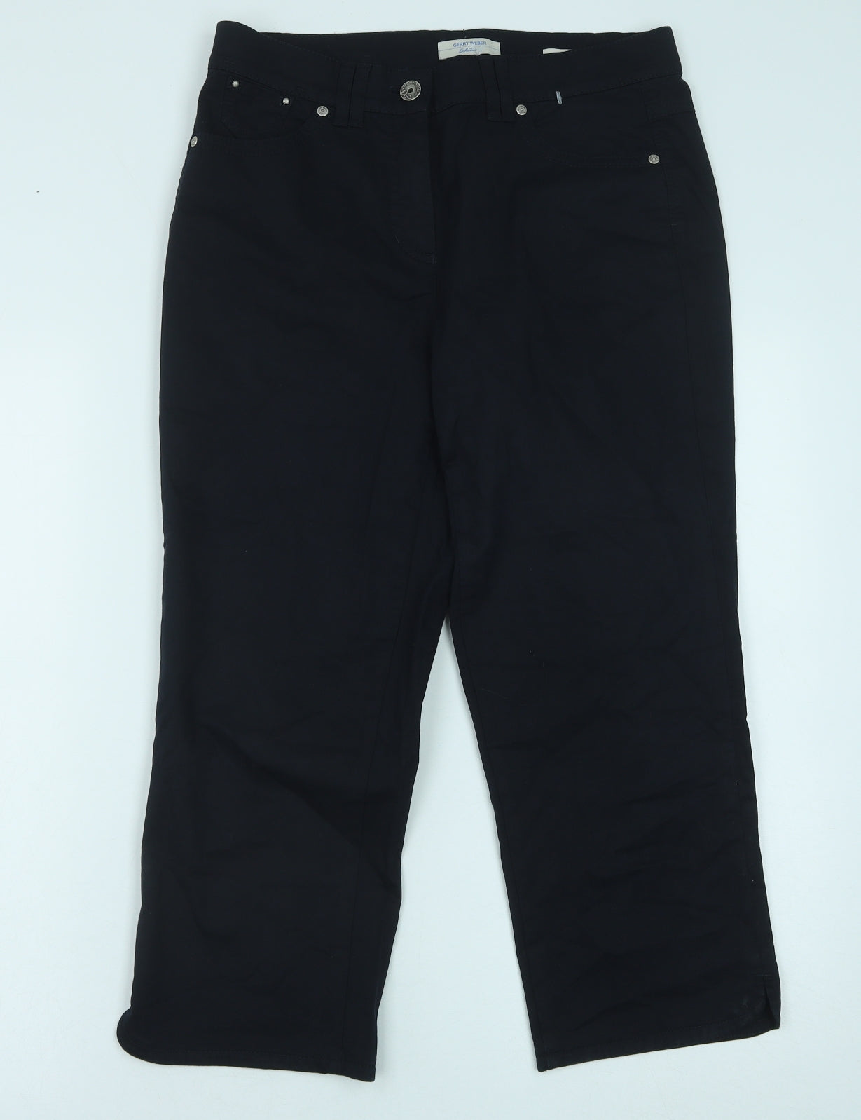 Gerry Weber Womens Blue Cotton Trousers Size 14 Regular Button