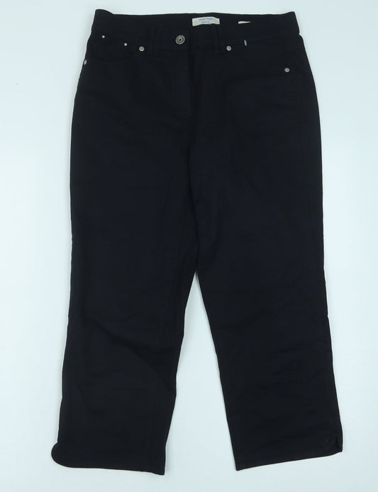 Gerry Weber Womens Blue Cotton Trousers Size 14 Regular Button