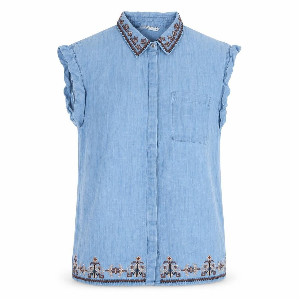 TU Womens Blue Cotton Basic Button-Up Size 10 Collared