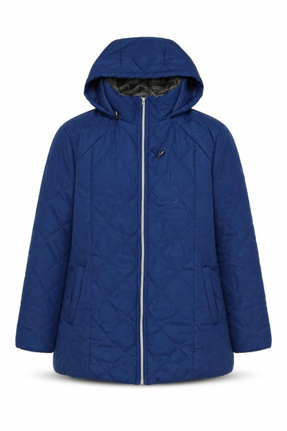 Anna De Lancay Womens Blue Quilted Coat Size M Zip