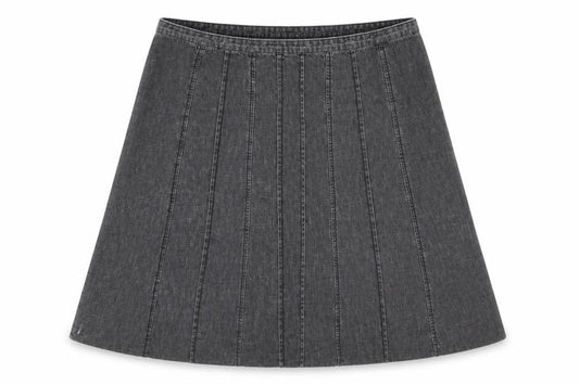 BHS Womens Grey Cotton Pleated Skirt Size 39 in Zip
