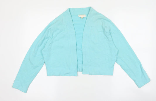 pomodoro Womens Blue V-Neck Cotton Cardigan Jumper Size 14