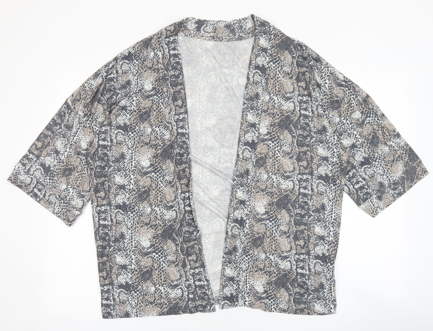 NEXT Womens Brown V-Neck Geometric Viscose Cardigan Jumper Size 10 - Animal Print