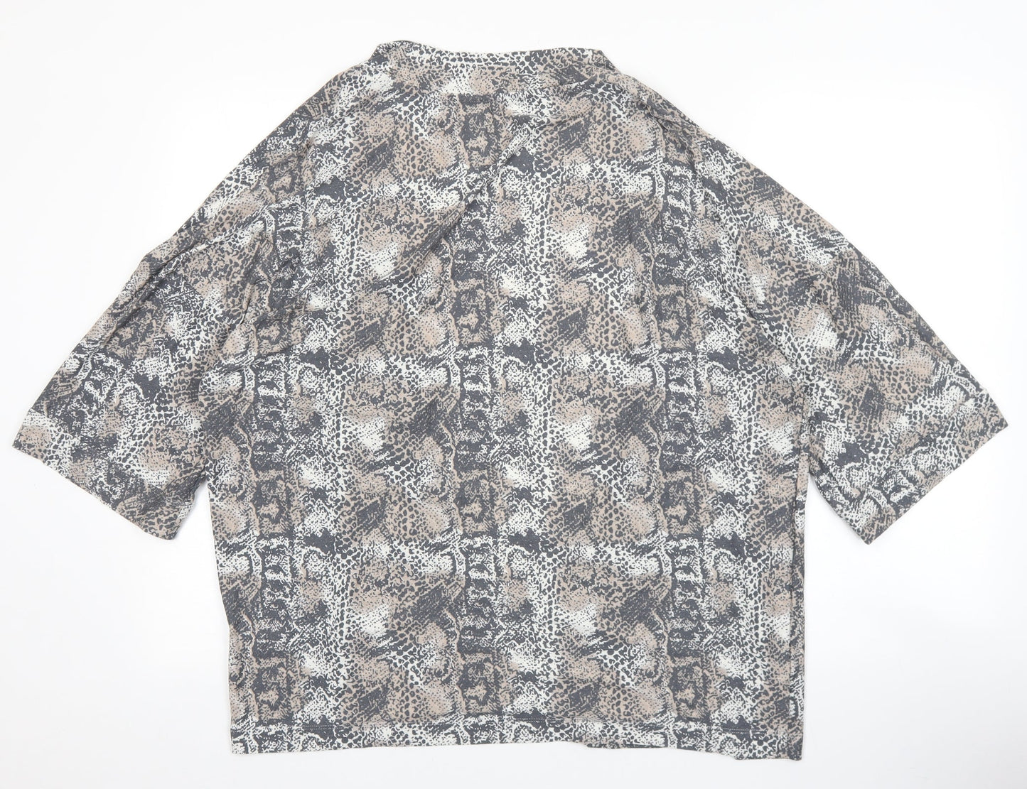 NEXT Womens Brown V-Neck Geometric Viscose Cardigan Jumper Size 10 - Animal Print