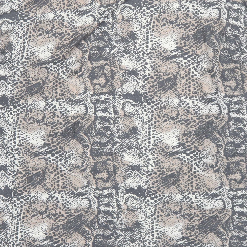 NEXT Womens Brown V-Neck Geometric Viscose Cardigan Jumper Size 10 - Animal Print