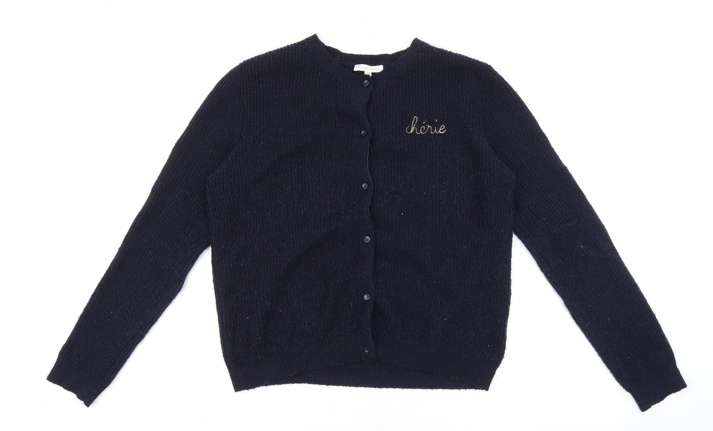 Grace & Mila Womens Blue Round Neck Polyester Cardigan Jumper Size M