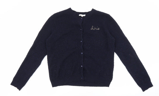 Grace & Mila Womens Blue Round Neck Polyester Cardigan Jumper Size M