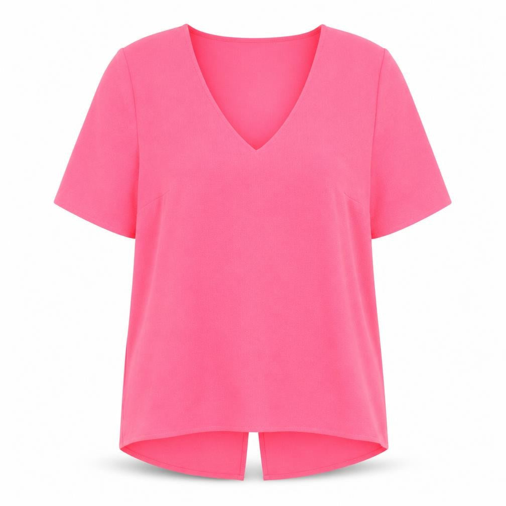 Phase Eight Womens Pink Polyester Basic Blouse Size 12 V-Neck