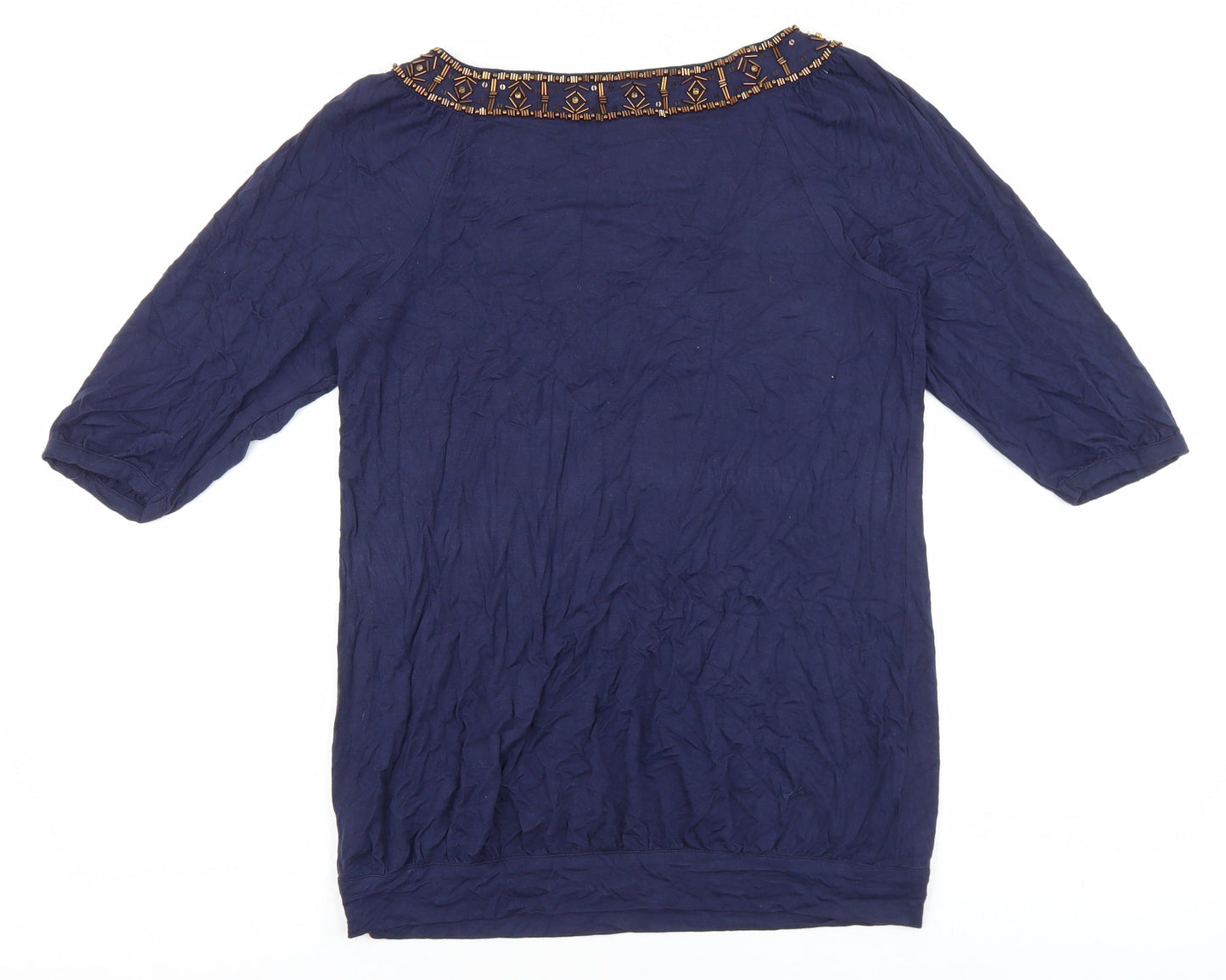 NEXT Womens Blue Viscose Basic Blouse Size 12 Boat Neck