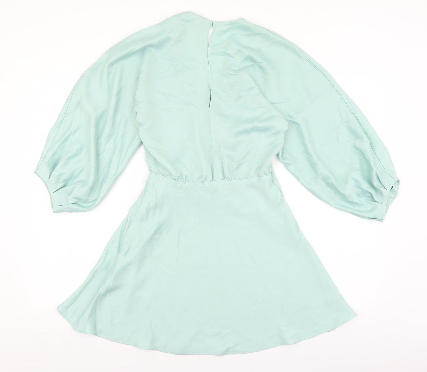Zara Womens Green Polyester Fit & Flare Size XS V-Neck Button