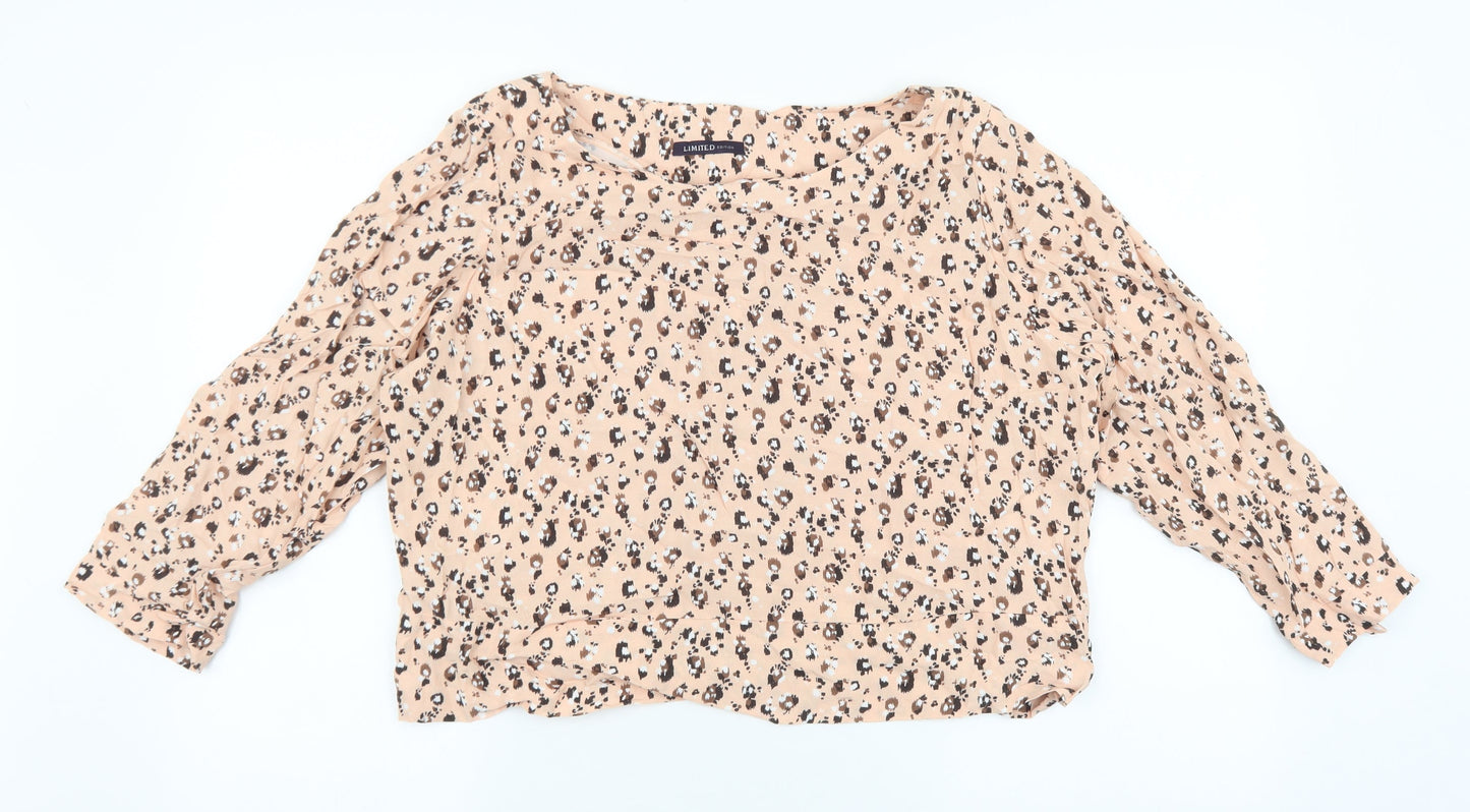 Marks and Spencer Womens Pink Geometric Polyester Cropped Blouse Size 18 Round Neck