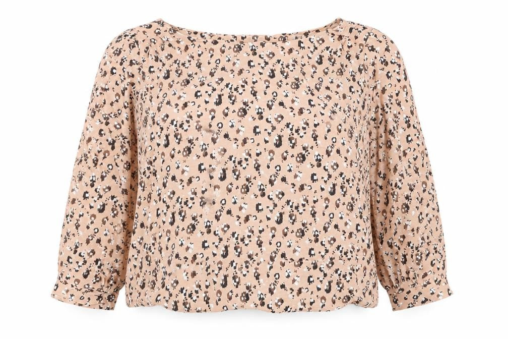 Marks & Spencer Womens Pink Geometric Polyester Cropped Blouse Size 18 Round Neck