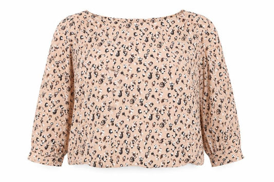 Marks and Spencer Womens Pink Geometric Polyester Cropped Blouse Size 18 Round Neck
