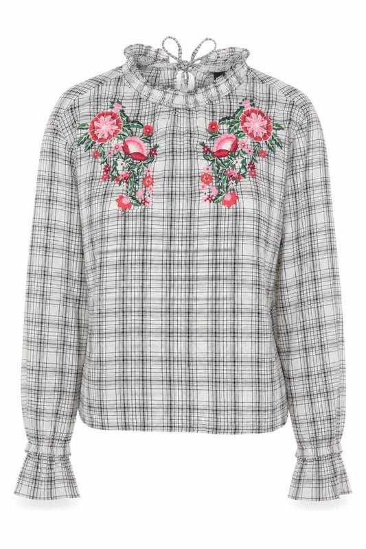 H&M Womens White Paisley Viscose Basic Blouse Size 8 Round Neck - Flower Detail