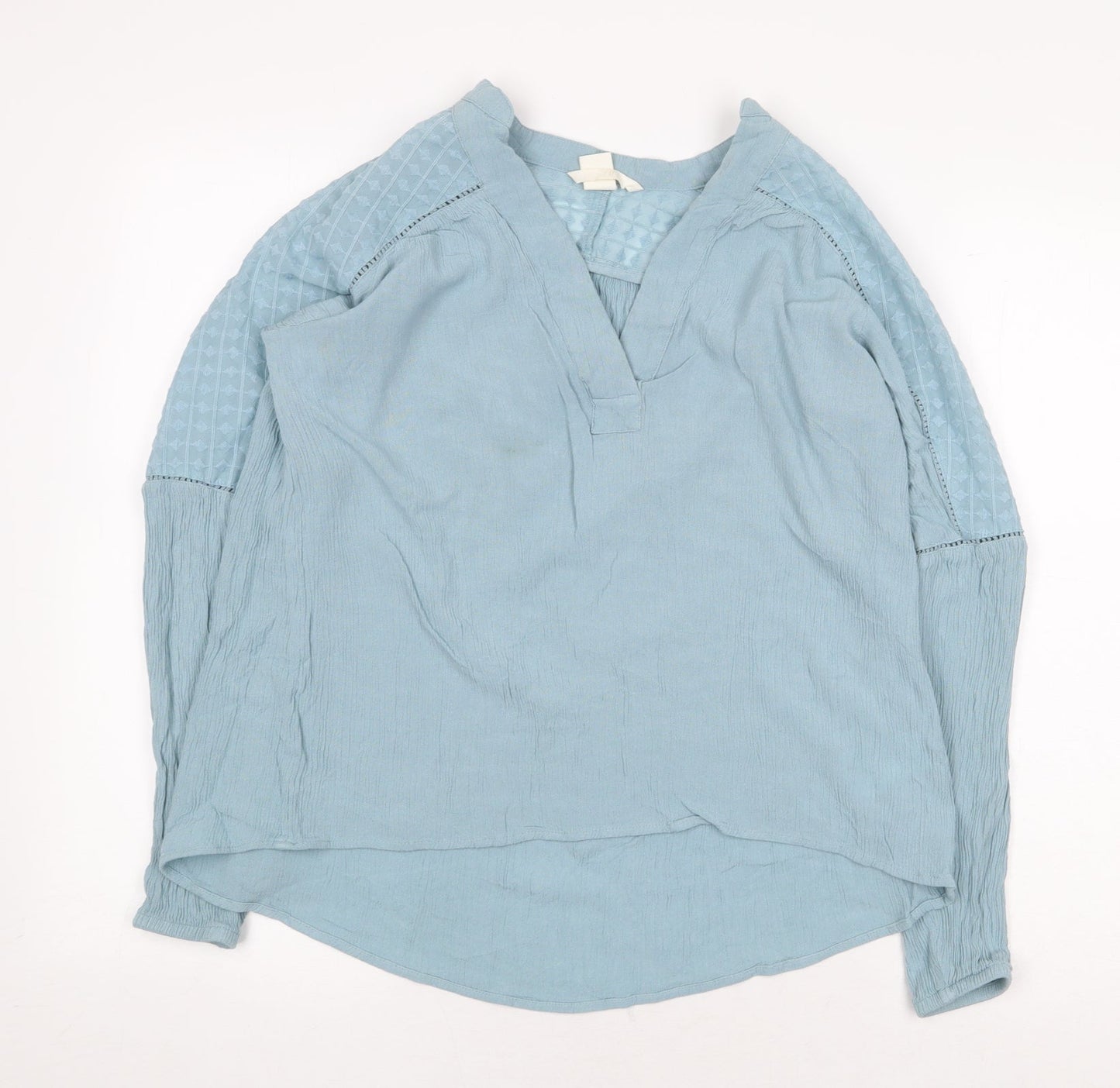H&M Womens Blue Polyester Basic Blouse Size 6 V-Neck