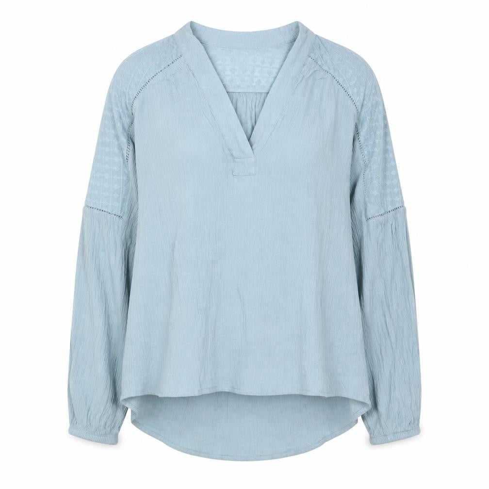 H&M Womens Blue Polyester Basic Blouse Size 6 V-Neck