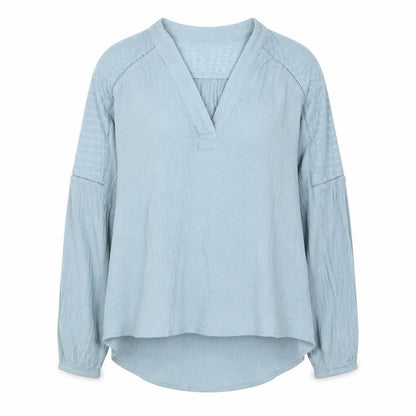 H&M Womens Blue Polyester Basic Blouse Size 6 V-Neck
