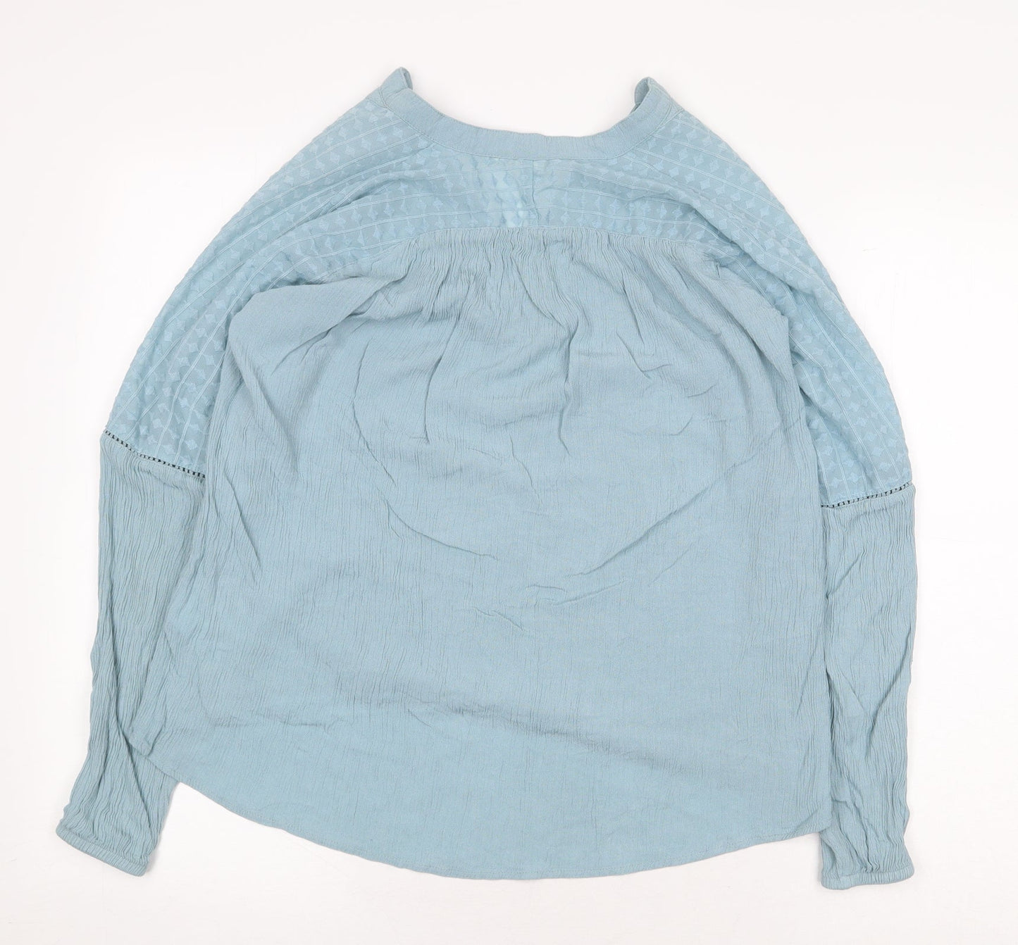 H&M Womens Blue Polyester Basic Blouse Size 6 V-Neck