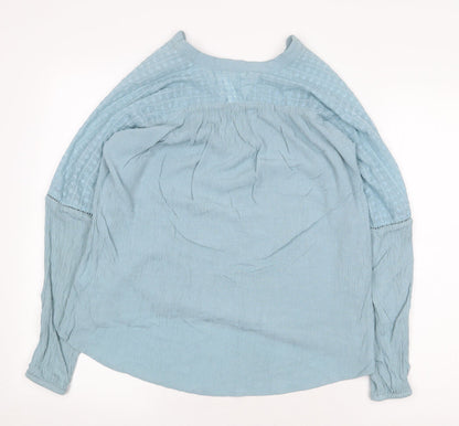 H&M Womens Blue Polyester Basic Blouse Size 6 V-Neck